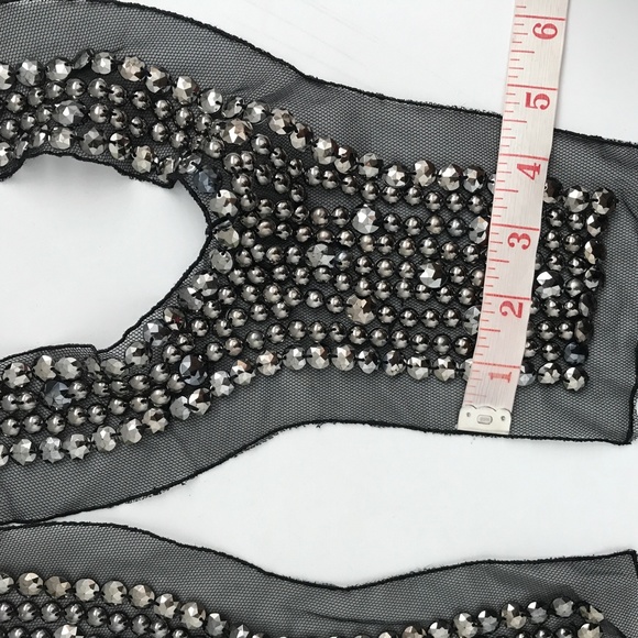 Crafters Material Beaded Gray Applique 2 Pieces - Picture 4 of 7